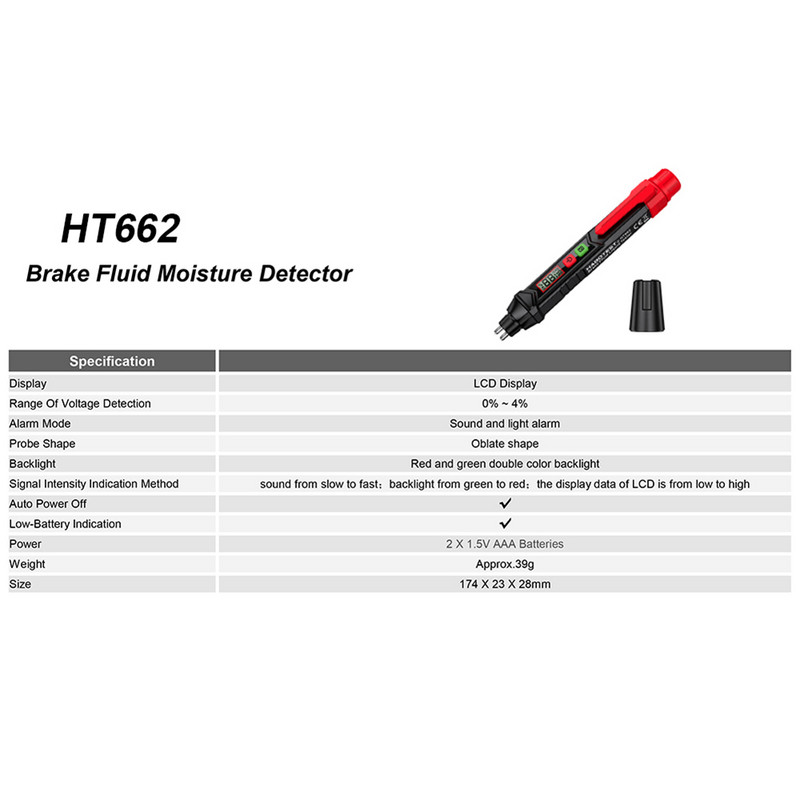 100% ΝΕΟ Δοκιμαστής υγρών φρένων Auto Car Brake Liquid Digital Tester για DOT3/DOT4/DOT5.1 Έλεγχος ποιότητας λαδιού Ηχητικός συναγερμός με πένα