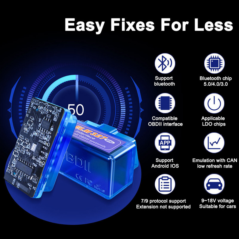 Mini OBD2 automobilio skaitytuvas ELM 327 testeris belaidis WIFI Bluetooth automobilio sąsajos skaitytuvo įrankis, skirtas Android IOS
