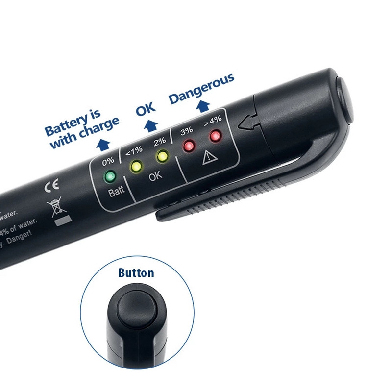 5,9" Universal Brake Fluid Detection Pen 5 LED Car Brake Fluid Fluid Tester Water % Digital Display Testing Pencil Auto Repair Tool