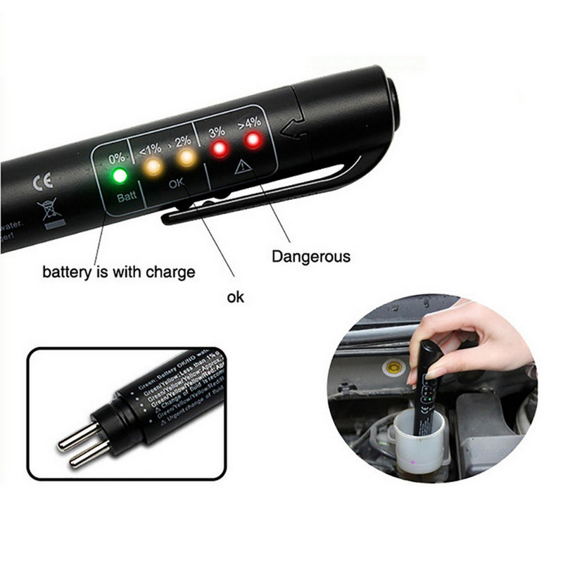 5,9" Universal Brake Fluid Detection Pen 5 LED Car Brake Fluid Fluid Tester Water % Digital Display Testing Pencil Auto Repair Tool