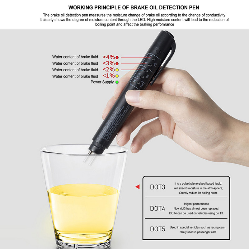 Tester universal pentru verificarea calității uleiului Tester de lichid de frână Tester digital de lichid de frână pentru mașină Instrument de testare auto pentru vehicule