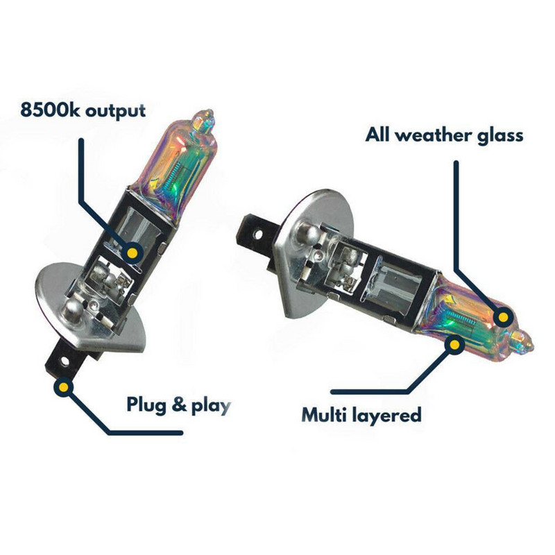 2gab Automašīnas apgaismojums 12V H1 Xenon Quartz Halogēnās spuldzes 55W Visādiem laikapstākļiem slēptās miglas lukturu priekšējie lukturi Spilgts automašīnas priekšējais lukturis 5000K
