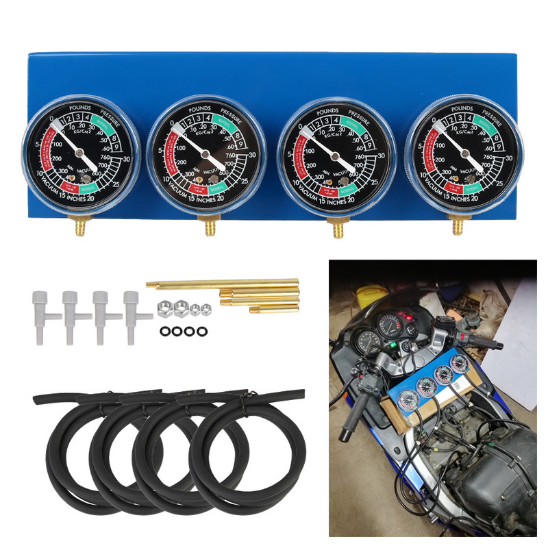 2/4 cilindrų motociklo karbiuratoriaus angliavandenių sinchronizatoriaus rinkinio uždegimo testeris balansavimo matuokliai, motociklų diagnostikos įrankiai