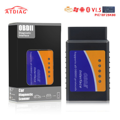 ELM 327 HHOBD OBD2 V1.5 25k80 V2.1 Automobilių diagnostikos įrankio skaitytuvas ELM327 Bluetooth sąsajos palaikymas visus OBDII OBD protokolus