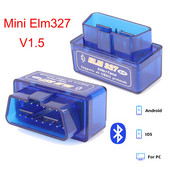 Uusim ELM327 V1.5 OBD2 skanner Bluetooth Mini ELM 327 Auto OBDII autodiagnostika tööriist Android IOS PC EOBD koodilugeja jaoks