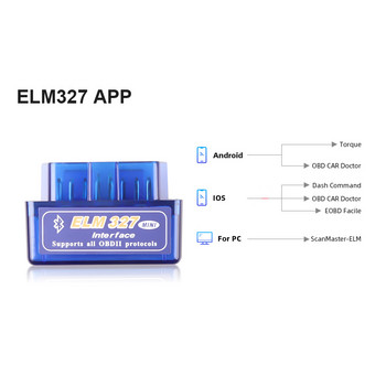 Най-новият ELM327 V1.5 OBD2 скенер Bluetooth Mini ELM 327 Auto OBDII автомобилен диагностичен инструмент за Android IOS компютър EOBD четец на кодове