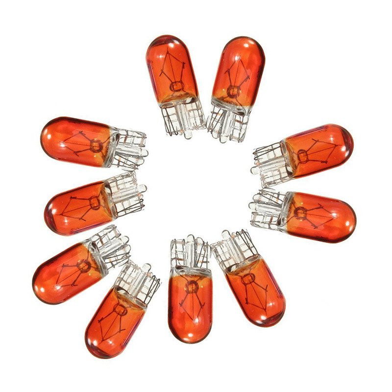 10 vnt DC 12V W5W T10 501 194 automobilio halogeninės lemputės salono signalinės šviesos šoninis žymeklis Šviesiai geltono stiklo lemputės automobilių priedai