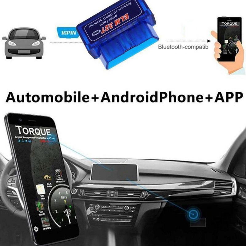 MINI ELM327 V1.5 OBD2 variklio skaitytuvas OBD 2 OBDII ELM 327 V 1 5 automobilio diagnostikos adapteris su Bluetooth suderinamas automatinis įrankis