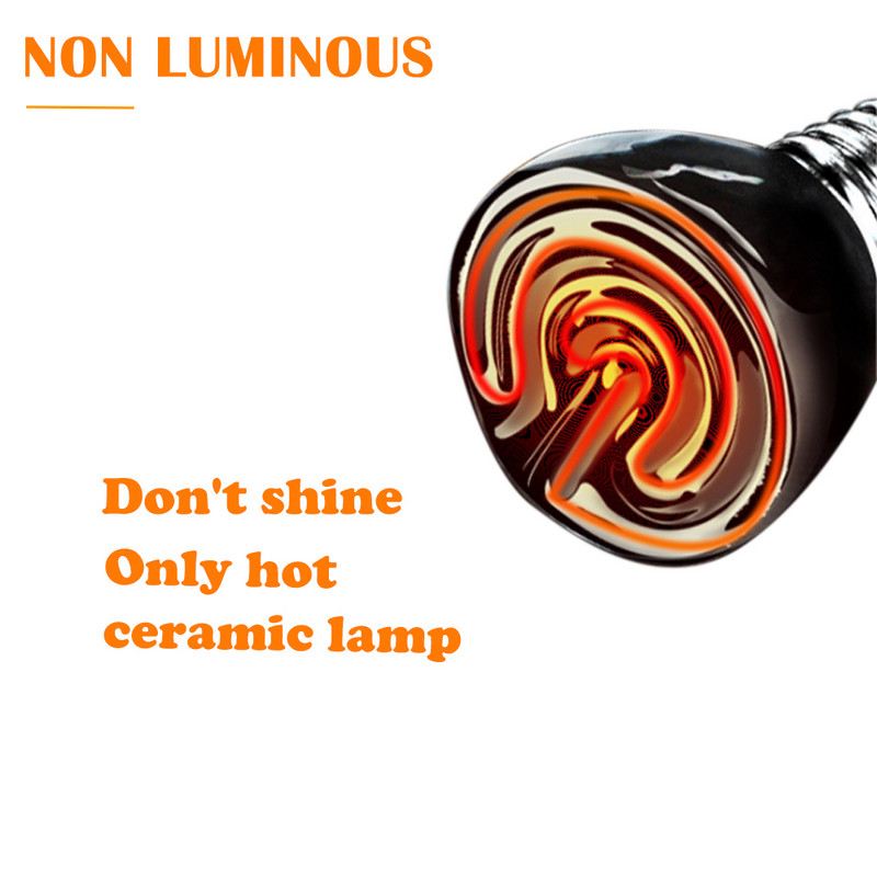 Mini keraminė šildymo lempa 220V 25W/50W /75W /100W E27 infraraudonųjų spindulių roplių vėžlys šiltos lemputės vandeniui atsparus temperatūros reguliatorius