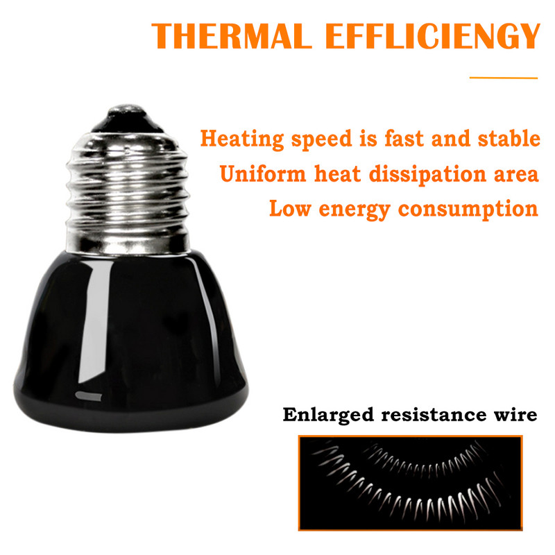 Mini keraminė šildymo lempa 220V 25W/50W /75W /100W E27 infraraudonųjų spindulių roplių vėžlys šiltos lemputės vandeniui atsparus temperatūros reguliatorius