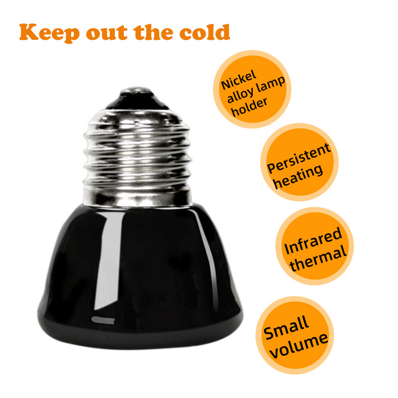 Mini keraminė šildymo lempa 220V 25W/50W /75W /100W E27 infraraudonųjų spindulių roplių vėžlys šiltos lemputės vandeniui atsparus temperatūros reguliatorius