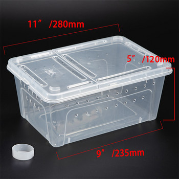 1бр. Прозрачна пластмасова кутия. Транспортиране на насекоми. Влечуги. Кутии за живо хранене. Костенурка. Контейнер. Паяк. Скорпион.