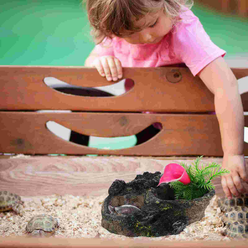 Bol pentru reptile Suport pentru hrănire pentru vase de apă Hrănitor pentru broaște țestoase Terariu șarpe țestoasă Rezervor cu șopârlă Bazin din rășină Dispenser pentru boluri pentru broaște