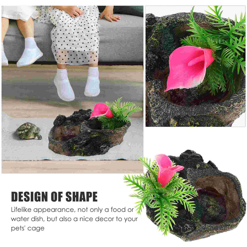 Bol pentru reptile Suport pentru hrănire pentru vase de apă Hrănitor pentru broaște țestoase Terariu șarpe țestoasă Rezervor cu șopârlă Bazin din rășină Dispenser pentru boluri pentru broaște