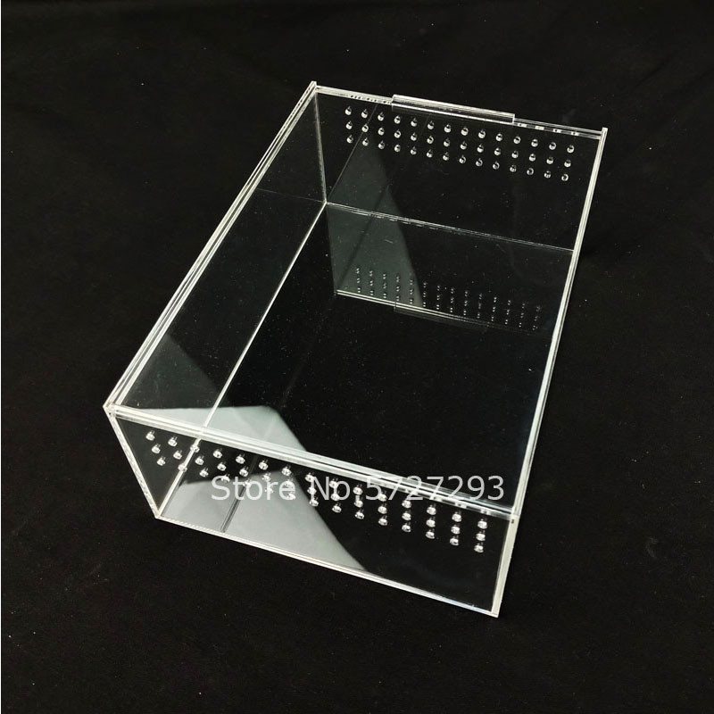 Akrila rāpuļu audzēšanas kastes caurspīdīgs futrālis zirnekļa ķirzaka Scorpion Samll kukaiņu barošanas kastītei