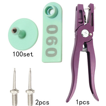 Sheep Ear Tag Marker Applicator Number 001-100 Goat Ldentification Kit πένσα αυτιού με 2 τεμ. βελόνα Livestock Tag Pliers