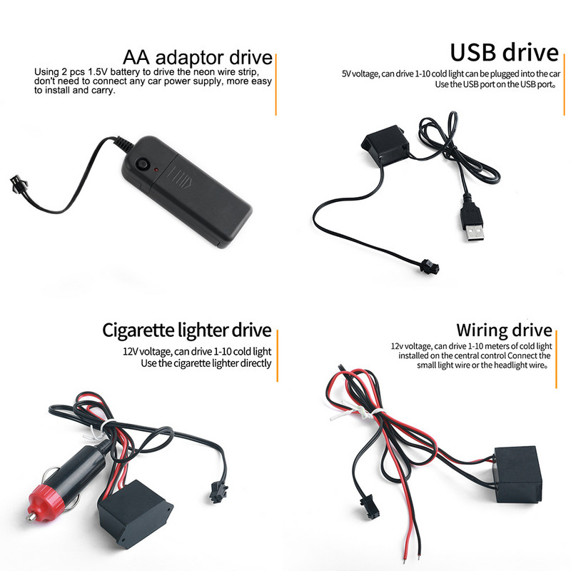 1M/2M/3M/5M autosisu LED-dekoratiivlamp EL-juhtmestik neoonriba auto isetegemise jaoks paindlik ümbritseva valgusega USB peo atmosfääri diood