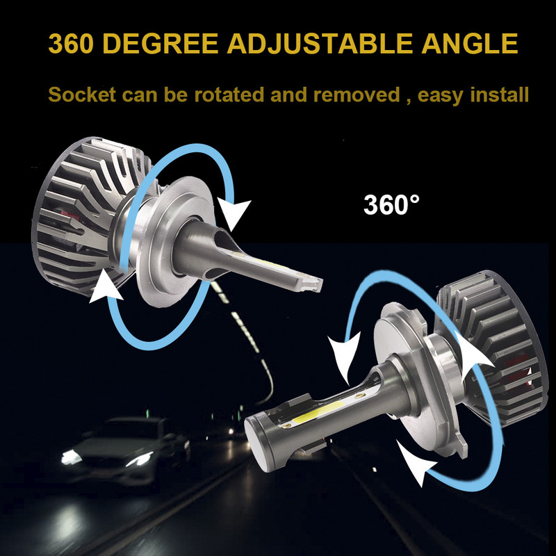 YHKOMS Canbus Far de masina LED H4 H7 3000K 4300K 6500K 8000K Bec LED H11 H8 H1 H3 9005 9006 880 881 H27 Lampa de ceata auto