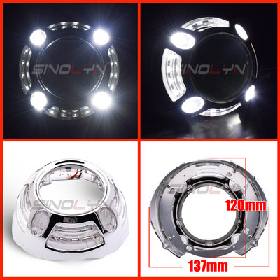 Lentile faruri bi-xenon Bi-LED Carcase pentru proiector DRL Cadre LED Ochi de înger Capac Halo pentru obiectiv Hella G5/Koito Q5 de 2,5 3,0 inci