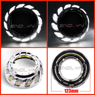 Lentile faruri bi-xenon Bi-LED Carcase pentru proiector DRL Cadre LED Ochi de înger Capac Halo pentru obiectiv Hella G5/Koito Q5 de 2,5 3,0 inci