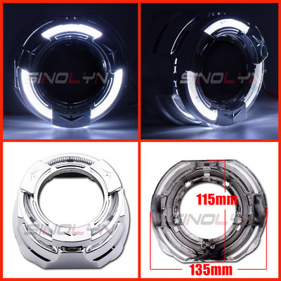 Lentile faruri bi-xenon Bi-LED Carcase pentru proiector DRL Cadre LED Ochi de înger Capac Halo pentru obiectiv Hella G5/Koito Q5 de 2,5 3,0 inci