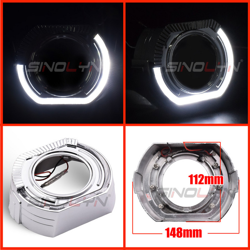 Lentile faruri bi-xenon Bi-LED Carcase pentru proiector DRL Cadre LED Ochi de înger Capac Halo pentru obiectiv Hella G5/Koito Q5 de 2,5 3,0 inci