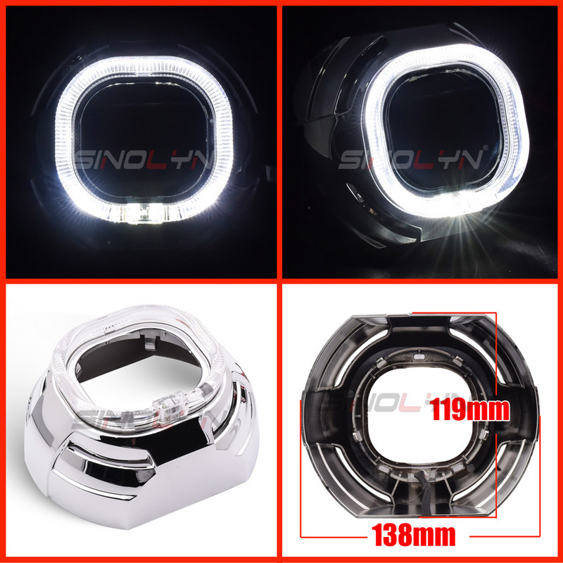Lentile faruri bi-xenon Bi-LED Carcase pentru proiector DRL Cadre LED Ochi de înger Capac Halo pentru obiectiv Hella G5/Koito Q5 de 2,5 3,0 inci