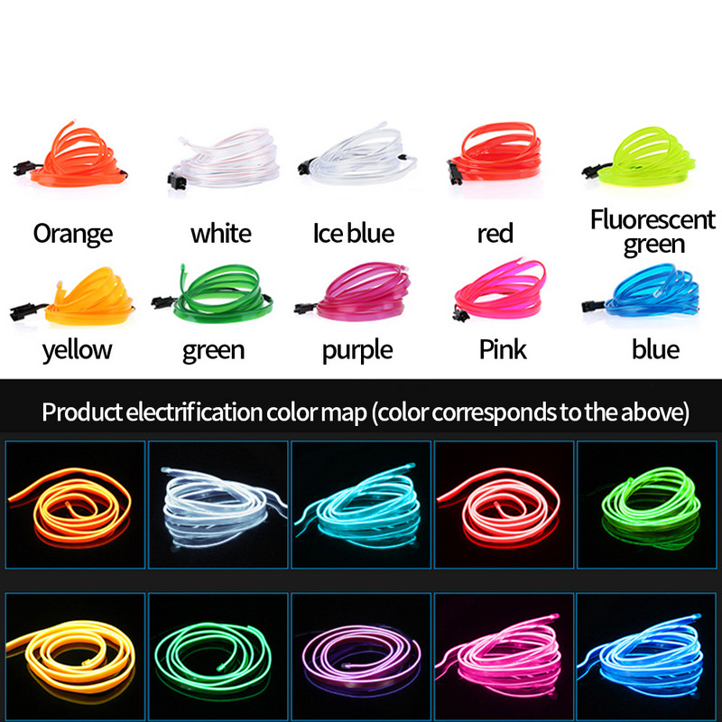 Auto LED-riba sisemus Atmosfäärivalgustid Ambient Neoon EL Külmjuhtmega tuled USB Autotooted Dekoratsioon Montaaživalgustid Aksessuaarid