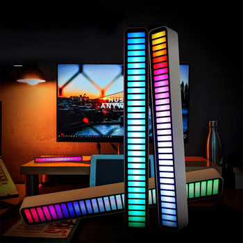 Έλεγχος ήχου μουσικής Φώτα LED Pickup Voice Activated Rhythm Light Color Ambient Light Bar DJ Atmosphere Lamp Αξεσουάρ αυτοκινήτου