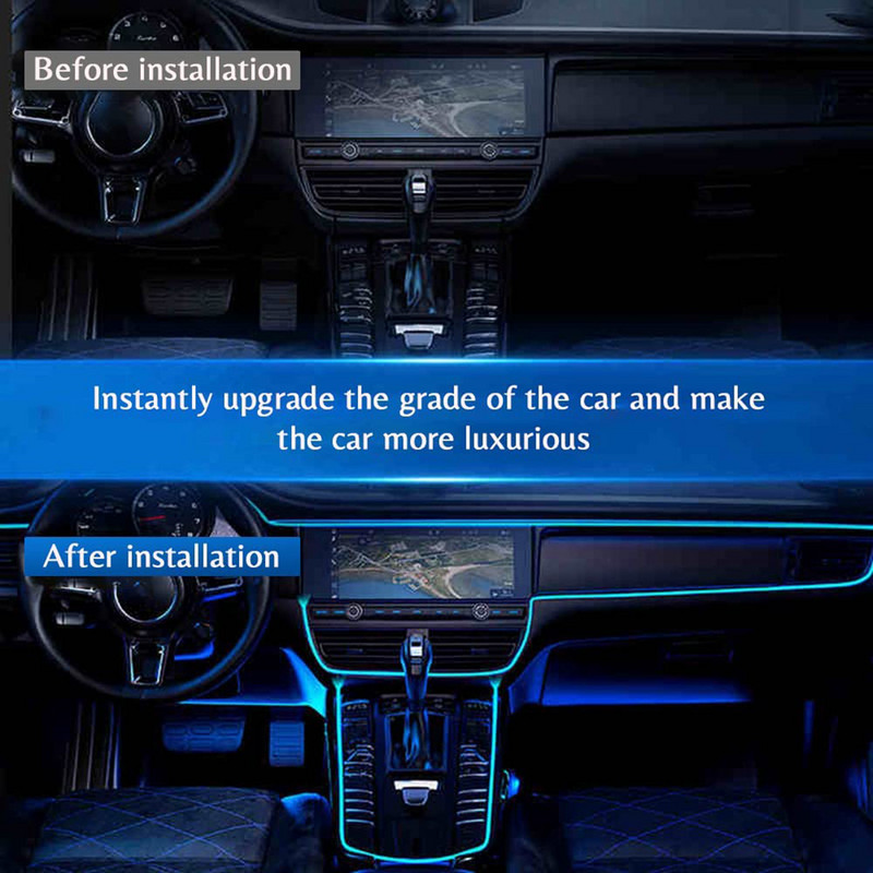 Lumini interioare auto Lămpi decorative Benzi EL Cablaje Neon bandă pentru auto DIY Flexibil Lumină ambientală USB Atmosferă de petrecere