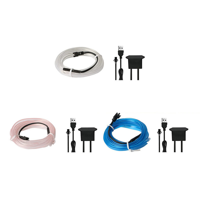 Lumini interioare auto Lămpi decorative Benzi EL Cablaje Neon bandă pentru auto DIY Flexibil Lumină ambientală USB Atmosferă de petrecere