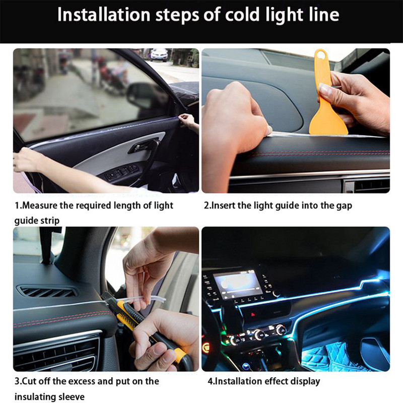 Lumini interioare auto Lămpi decorative Benzi EL Cablaje Neon bandă pentru auto DIY Flexibil Lumină ambientală USB Atmosferă de petrecere