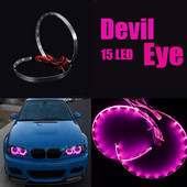 Car Devil Eyes LED RGB Beam Halo Ring priekšējā luktura objektīvs Demon Projector Lamp Strip Fit BMW E90 E92 HONDA Civic VW Golf 3,0 collu