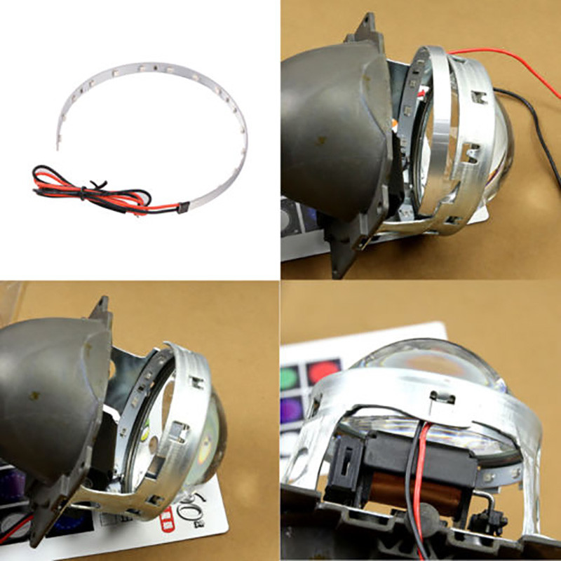 Car Devil Eyes LED RGB Beam Halo Ring priekinio žibinto objektyvas Demon projektoriaus lempos juostelė tinka BMW E90 E92 HONDA Civic VW Golf 3,0 colio