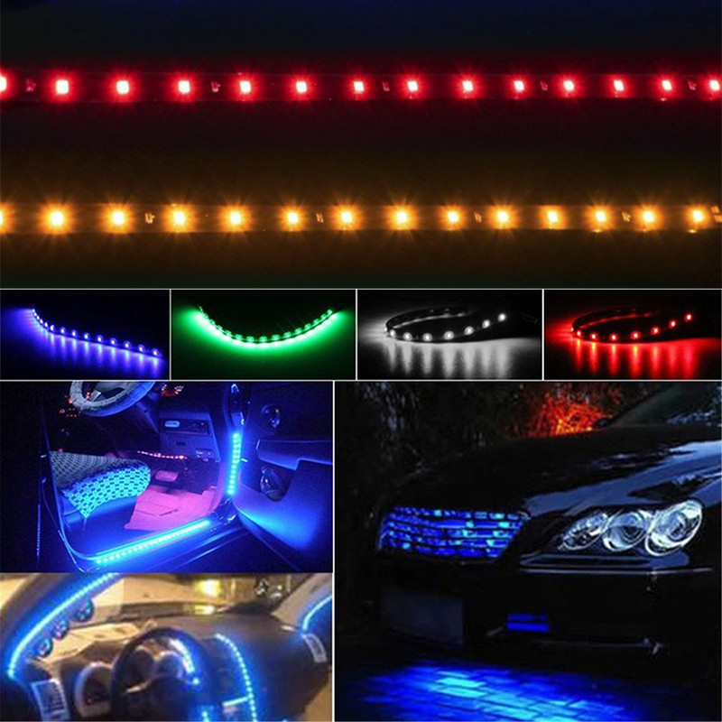 30 cm 15 LED automobilio salono apšvietimas LED juostelės dekoravimas girlianda Vielinis lynasTube Linija lanksti neoninė šviesa automobilių gaminiai interjero dalis