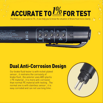 Mini Brake Fluid Liquid Tester Brake Fluid Tester Pen με 5 LED Ακριβής Ποιότητα Ελέγχου Πένας Εργαλεία διάγνωσης για DOT3/DOT4