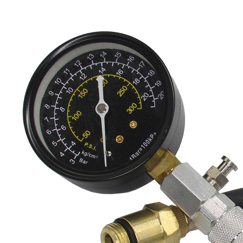 Tester de compresie a cilindrului motorului Manometru de testare Set de instrumente de reparare a testului de verificare automată Manometru 0-300 Psi