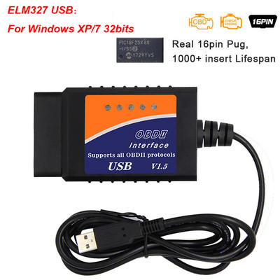 ELM327 V1.5 USB CH340 Για υπολογιστή Windows PIC18F25K80 ELM 327 V 1 5 USB Διαγνωστικός έλεγχος αυτοκινήτου OBD2 Auto Tool OBD 2 Scanner ODB2 Code Reader