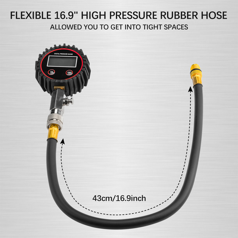 Δοκιμαστής συμπίεσης Automotive, Ψηφιακός μετρητής συμπίεσης 200 PSI για Κιτ δοκιμής συμπίεσης κυλίνδρων βενζίνης με προσαρμογέα