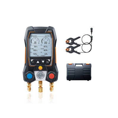 Testo 550s/557/549 mērinstrumentu saldēšanas digitālais kolektors elektrisks ar 2 gab. skavām zondēm 0563 1550 digitālo aukstumaģenta mērītāju komplekts