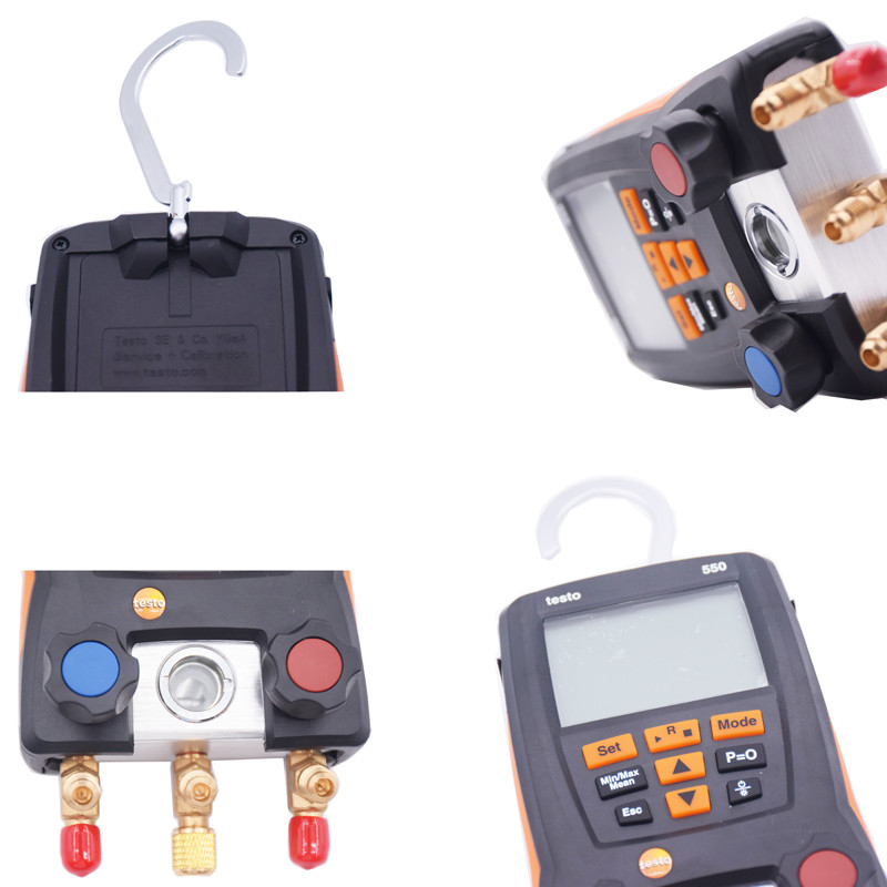 „Testo 550s/557/549“ matuoklio skaitmeninis šaldymo kolektorius elektrinis su 2 vnt spaustukais 0563 1550 skaitmeninis šaltnešio matuoklio rinkinys