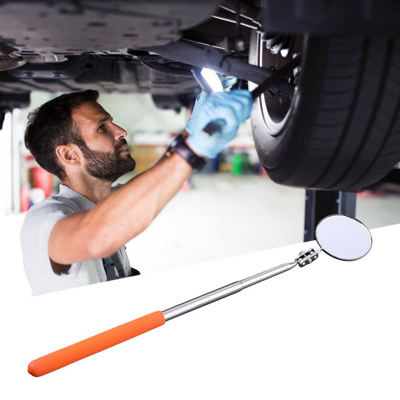 Transporto priemonės teleskopinis apžiūros veidrodis, nešiojamas apvalus kvadratinis 360 laipsnių besisukantis apžiūros veidrodis 50 mm metalinio rėmo apžiūra