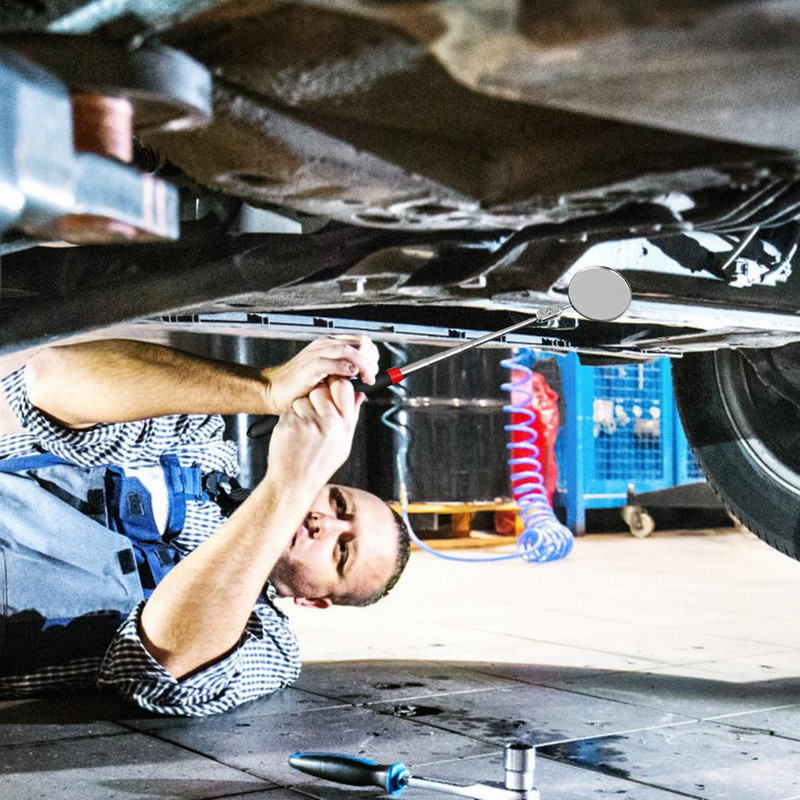 Transporto priemonės teleskopinis apžiūros veidrodis, nešiojamas apvalus kvadratinis 360 laipsnių besisukantis apžiūros veidrodis 50 mm metalinio rėmo apžiūra