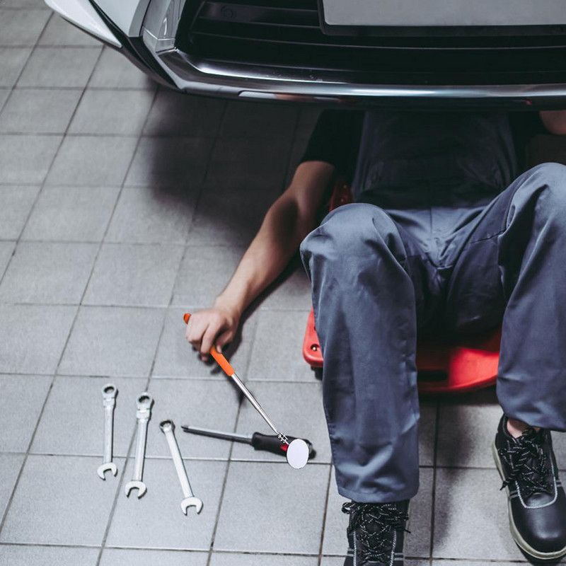 Transporto priemonės teleskopinis apžiūros veidrodis, nešiojamas apvalus kvadratinis 360 laipsnių besisukantis apžiūros veidrodis 50 mm metalinio rėmo apžiūra