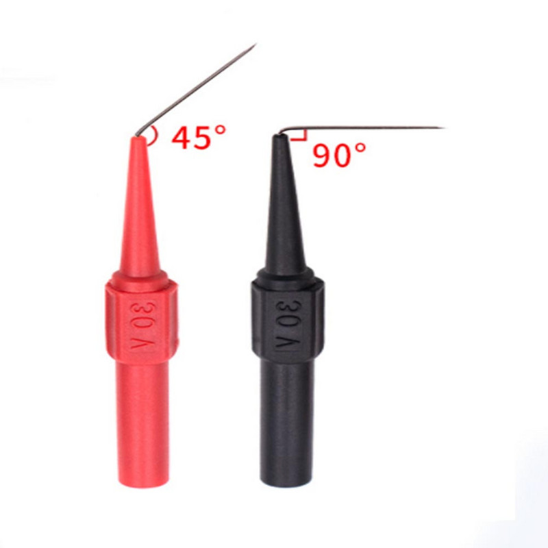 Nauji 2 vnt. izoliuoti auskarų vėrimo adata neardomieji multimetro bandymo zondai raudoni/juodi 30V-60V, skirti 4 mm bananų kištukiniam kištukui