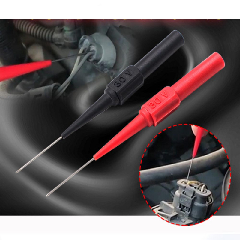 Nauji 2 vnt. izoliuoti auskarų vėrimo adata neardomieji multimetro bandymo zondai raudoni/juodi 30V-60V, skirti 4 mm bananų kištukiniam kištukui