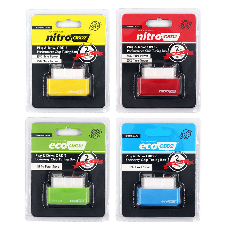 Nitro OBD2 EcoOBD2 ECU Chip Tuning Box Dugó és meghajtó NitroOBD2 Eco OBD2 Benzines dízel autókhoz 15% Üzemanyag Takarítson meg több energiát