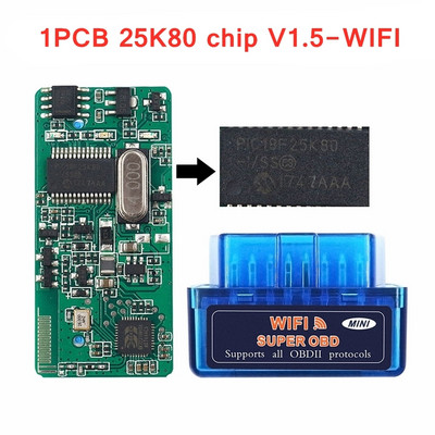 V1.5 ELM327 WIFI Bluetooth OBD 2 Scanner ELM327 WIFI 1.5 Mini Cititor de cod automat OBD2 OBDII Instrument de diagnosticare auto pentru iOS/Android/PC