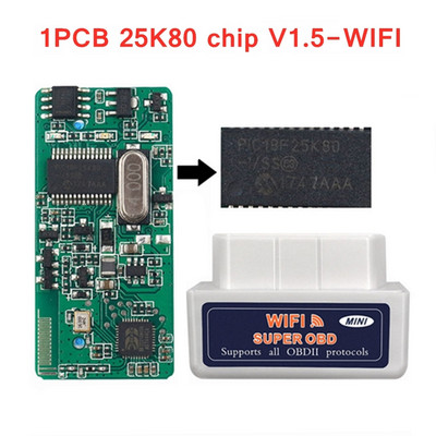 V1.5 ELM327 WIFI Bluetooth OBD 2 Scanner ELM327 WIFI 1.5 Mini Cititor de cod automat OBD2 OBDII Instrument de diagnosticare auto pentru iOS/Android/PC