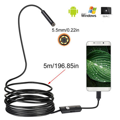 Car Steering Endoscope Camera Photo Waterproof Taking Video Recording Industrial Steerable HD USB Borescope With 6 LED Lights
